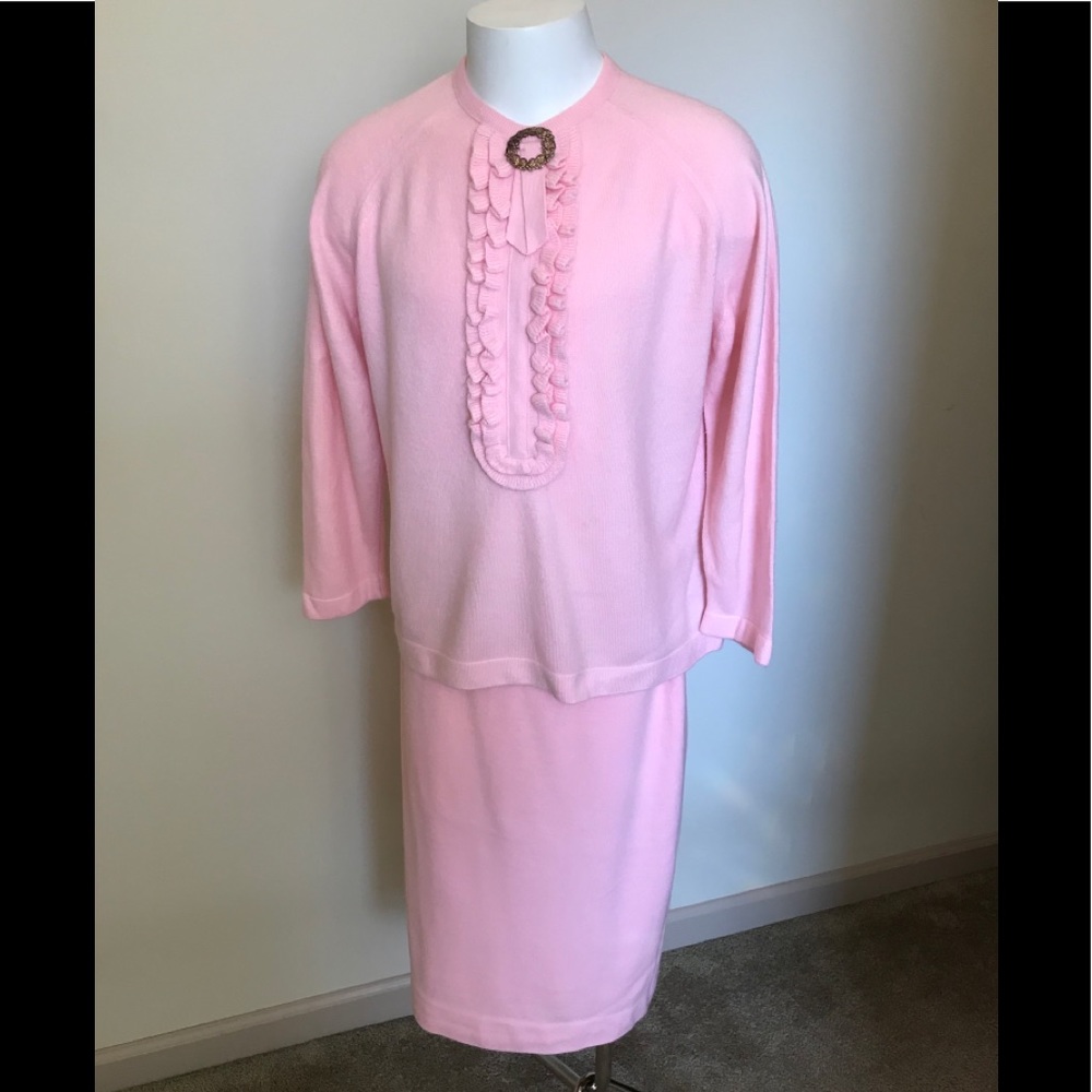 Women’s Vintage Talbott Pink Skirt & Sweater Set